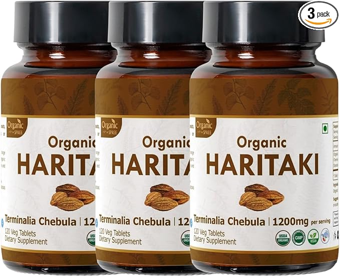 Haritaki 120 Tablets – USDA Organic Terminalia Chebula – Supports Digestion & Detoxification* - Pack of 3