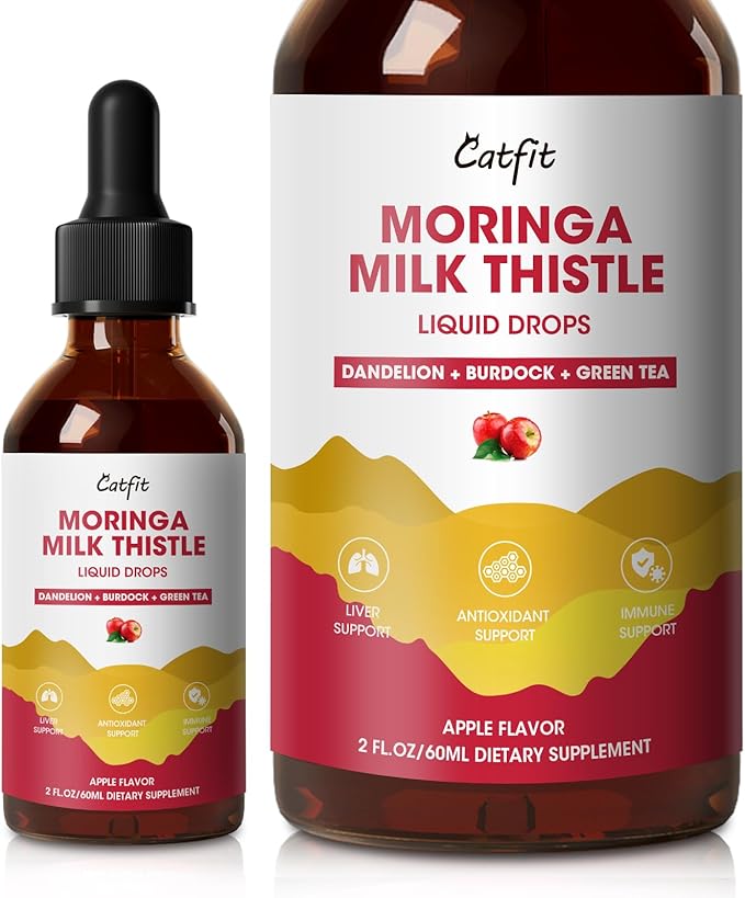 Milk Thistle Liver Detox Drops Apple Flavor โ Liver Cleanse Detox & Repair with Moringa, Dandelion, Burdock & Green Tea โ Herbal Liquid Supplement for Liver Support & Liver Health, Vegan, 2 Fl Oz