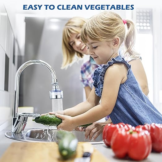 2 Pack Sink Water Filter Faucet: Bathroom Sink Filter - 360° Rotating Faucet Filters Purifier Kitchen Tap Filtration Removes Chlorine Fluoride Heavy Metals Hard Water for Home Bathroom & Kitchen