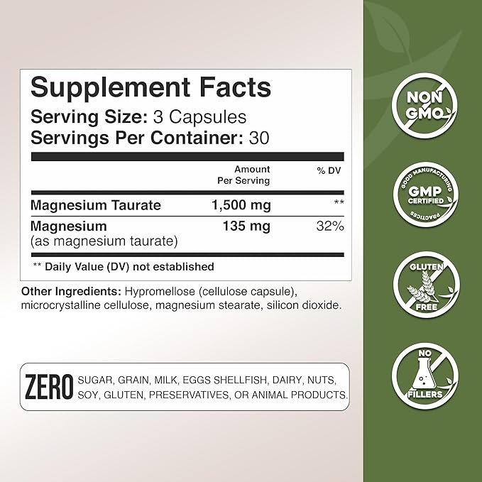 Gade Nutrition Pure Magnesium Taurate Calm & Sleep Supplement | Magnesium Supplement in Capsules Made in USA | Great Magnesium Complex