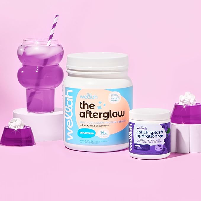 Wellah The Afterglow Multi Collagen Protein + Beauty (30 Servings, Unflavored) - Hair, Skin, Nail & Joint Support - Non-GMO and Gluten Free