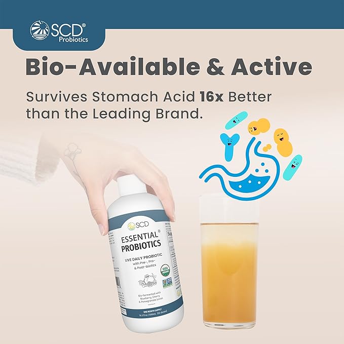 SCD Essential Probiotics for Women, Men, Kids and Toddlers, Live Probiotic for Digestion and Immunity, Gut Health Liquid Probiotic Supplement with 11 Strains – 16.3 fl oz by SCD Probiotics