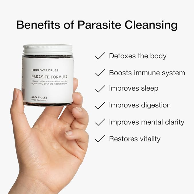 Food Over Drugs Parasite Formula - Full Spectrum Herbal Detox for Humans - 60 ct - Natural Detox & Complete Body Cleanse