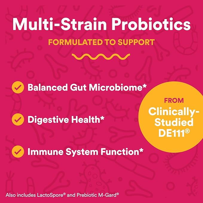 SmartyPants Adult Probiotic Gummies for Digestive Health: 3 Billion CFU, Gut Health and Immune Support Supplement, Clinically Studied Probiotic, Gluten Free, Strawberry, 30 Count (30 Day Supply)