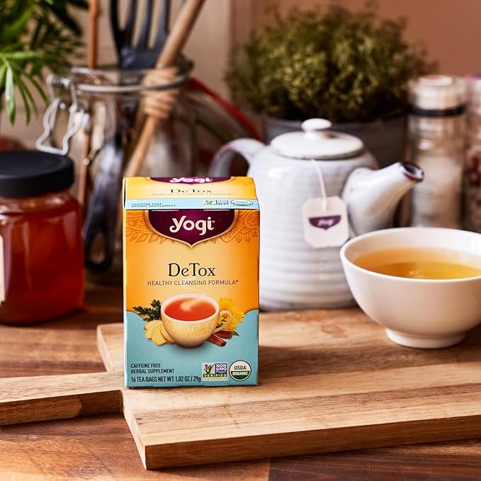 Yogi Tea DeTox and Wellness Variety Pack 4pk - 16 Bags per Pack (4 Pack) - Organic Herbal Cleansing Teas - Includes (2 Boxes Each) of Honey Chai Turmeric Vitality & DeTox - Caffeine-Free Teas