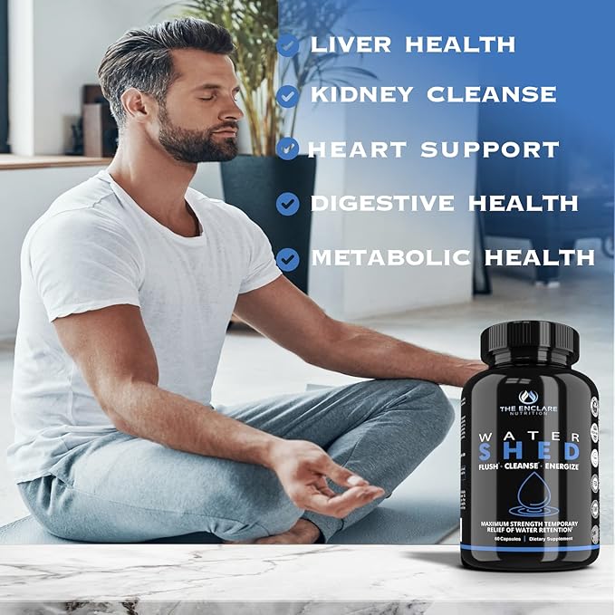 THE ENCLARE NUTRITION|Water Pills Diuretic for Water Retention, Detox, Liver, Kidney, Weight, Swelling/Bloating Relief. Green Tea, Cranberry, Apple Cider Vinegar, Dandelion, Vitamin B6, Chloride (3)