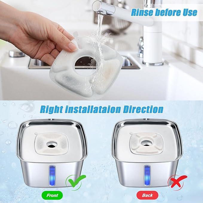 28 Pack Pet Water Fountain Filters, 14 Pcs Replacement Cat Filters & 14 Pcs Pre-Filter Sponges for 95oz/2.8L 135oz/4L 67oz/2L Automatic Pet Cats Dog Water Fountain Dispenser
