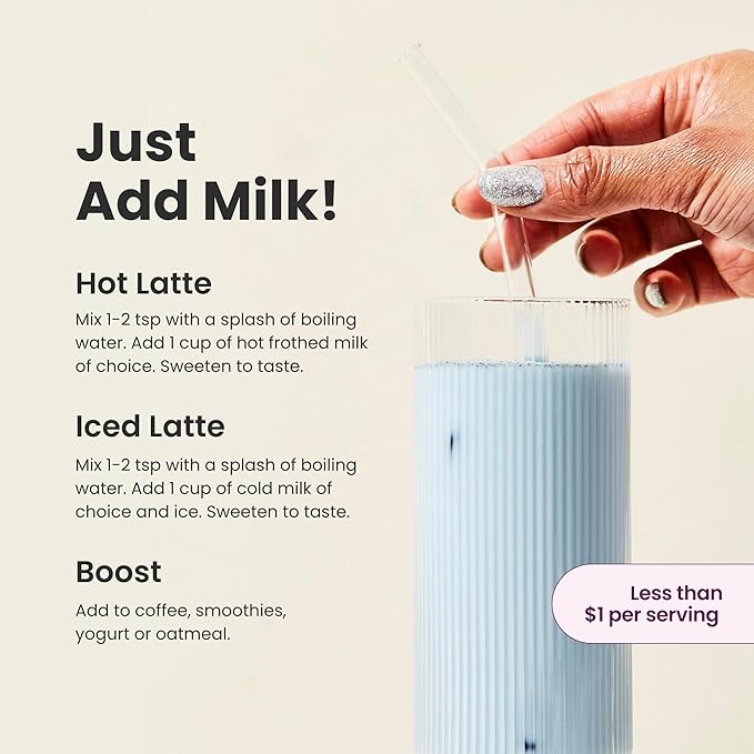 Blume Superfoods Latte - Blue Lavender Powder with Blue Spirulina and Coconut Milk, Caffeine Free, Low-Sugar, Organic, Keto Friendly, Vegan, supports sleep and calmness, Lavender Latte- 25 Servings