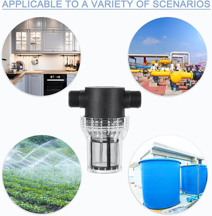 uxcell Pressure Washer Filter 3/4" NPT Female Thread, Inline Mesh Strainer Attachment, Stainless Steel Screen with Sealant Tape for Gardening Inlet Water (Size:100 Mesh)