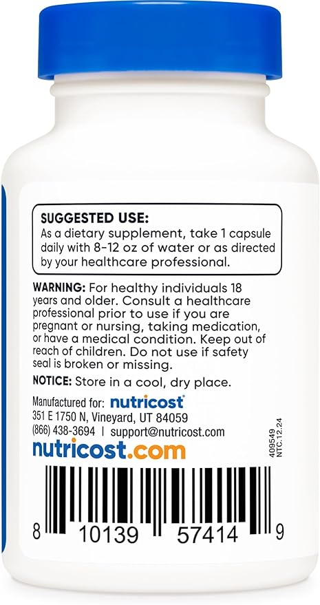 Nutricost N-Acetyl L-Cysteine (NAC) 600mg, 30 Vegan Capsules - GMO Free, Gluten Free, Vegetarian Caps