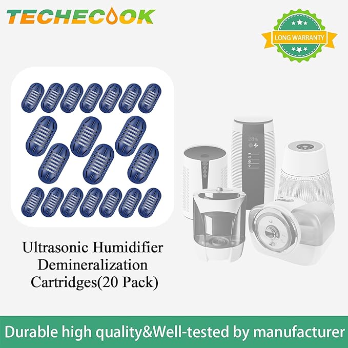 20Pack Demineralization Cartridge Filter UHE-HDC4 Fit for HoMedics Ultrasonic Humidifiers by Techecook, uhe-hdc4 Demineralization Cartridge Filter Replacement Purifies Water| Filter Mineral Deposits
