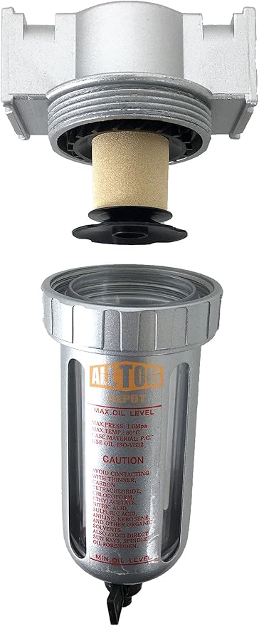 3/8" NPT MID FLOW Particulate Filter/Water Trap For Air Compressor Compressed Air Lines, 5u With Poly Bowl And Metal Bowl Guard (MANUAL DRAIN)