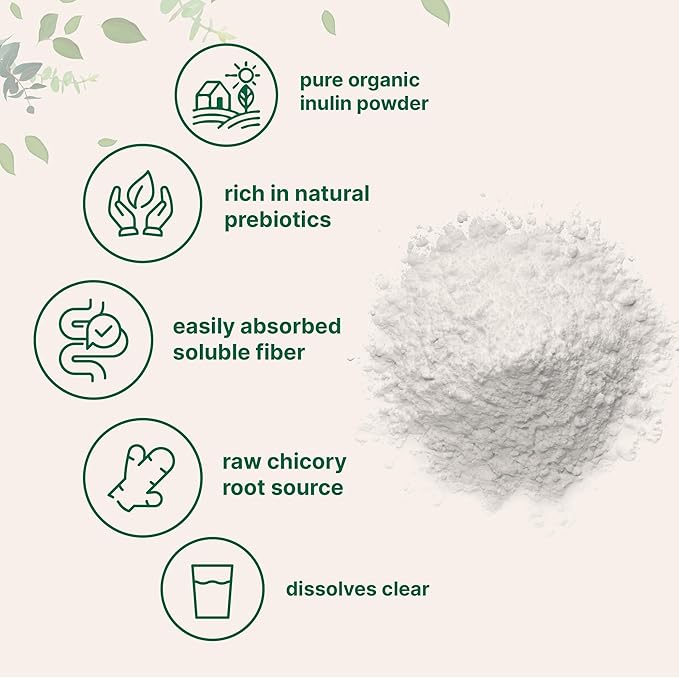 Micro Ingredients Organic Inulin Fiber Powder, 2lb | Natural Prebiotic to Support Digestive & Gut Health | Soluble, Easily Digestible | Unflavored, Vegan