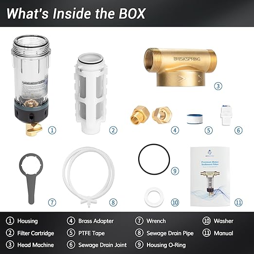 40 Micron Spin Down Sediment Filters With Scraper, Disassembly-Free Sediment Filter, Reusable Whole House Water Filter System for City/Well Water, 1" MNPT + 3/4" FNPT + 3/4"MNPT, BPA Free