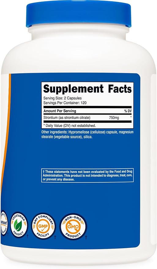 Nutricost Strontium Capsules 750mg, 240 Capsules - Vegetarian, Non-GMO, Gluten Free