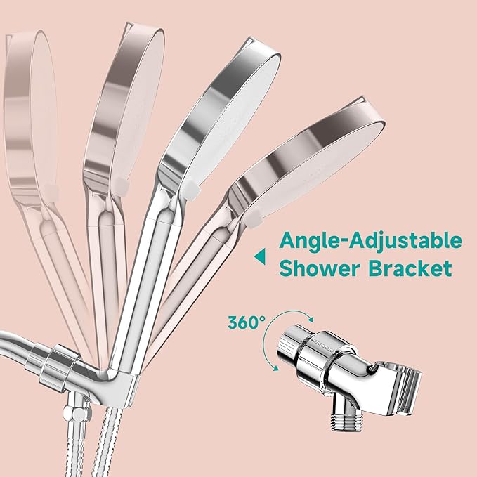 6“ Filtered Shower Head with Handheld, 6 Modes High Pressure Shower Head with Filter for Hard Water, Detachable Showerhead with Stainless Steel Hose and Shower Arm Bracket, Chrome-White