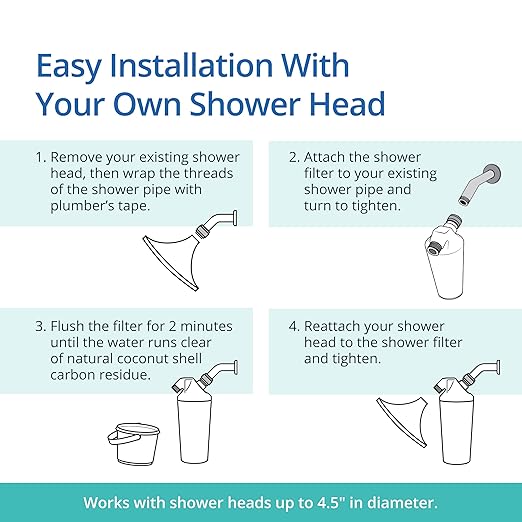 Aquasana Shower Filter | Dermatologist-recommended for softer, healthier skin & hair | Proven to reduce 90% of chlorine for 6 months | WaterSense Certified | Chrome wand shower head | AQ-4105CHR-E