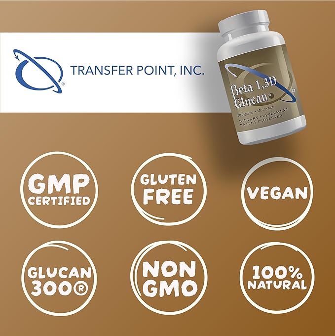 Immune Support Supplement Highly Purified Beta 1,3D Glucan 100 mg per Capsule (beta-glucan Fiber) (Pack of 3)