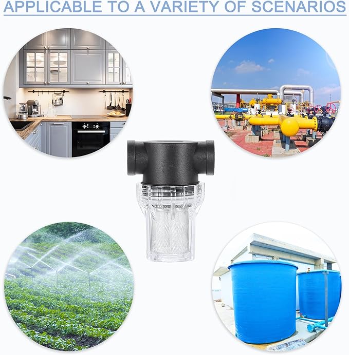 uxcell Pressure Washer Filter 3/4" NPT Female Thread, Inline Mesh Strainer Attachment, Stainless Steel Screen with Sealant Tape for Outdoor Gardening Inlet Water (Size:40 Mesh)