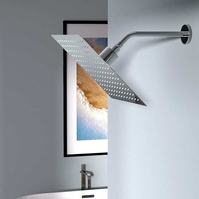 Lordear Filtered Shower Head 12 Inch Stainless Steel Square Shower Head, High Pressure Showerhead for Hard Water,Ceiling or Wall Mounted Waterfall Shower (Chrome)