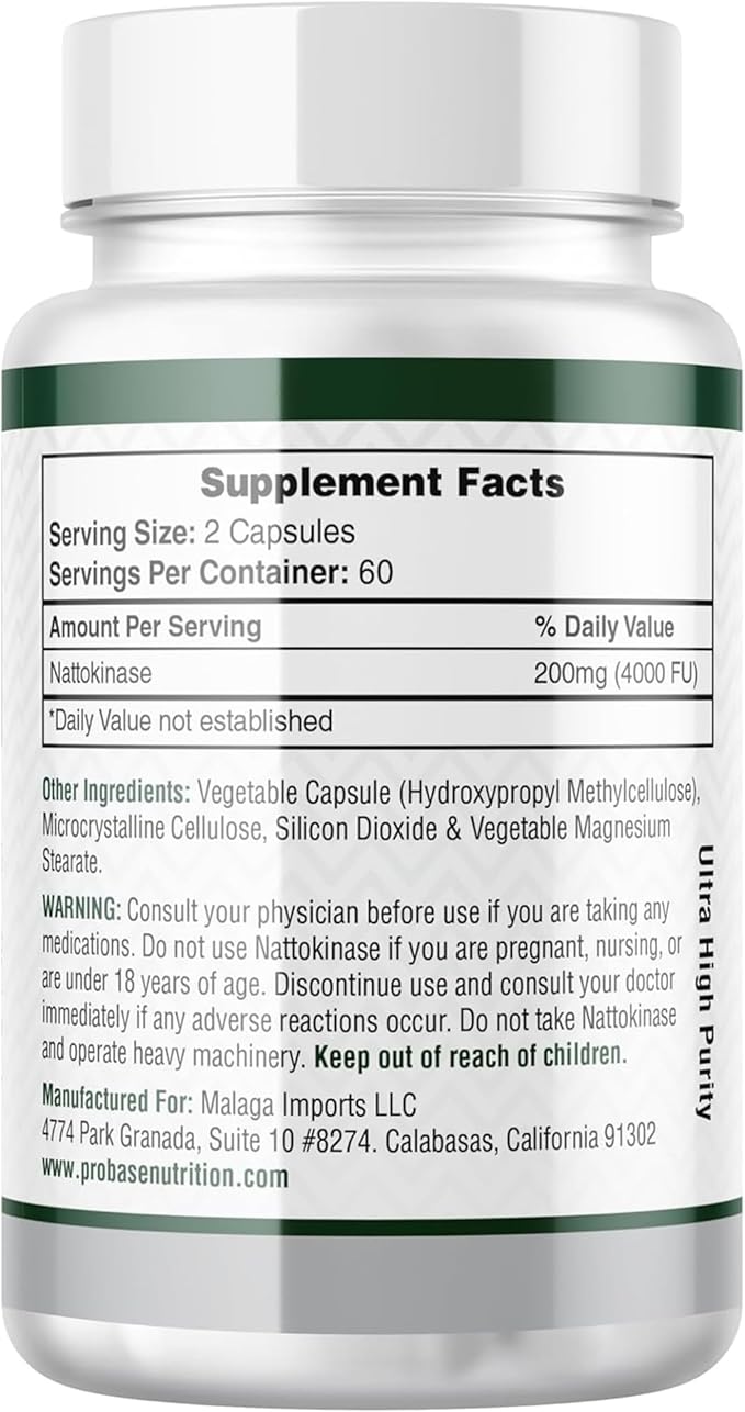 Nattokinase Capsules 4000 FU from Japanese Natto Extract 120 Servings for Wellbeing Support