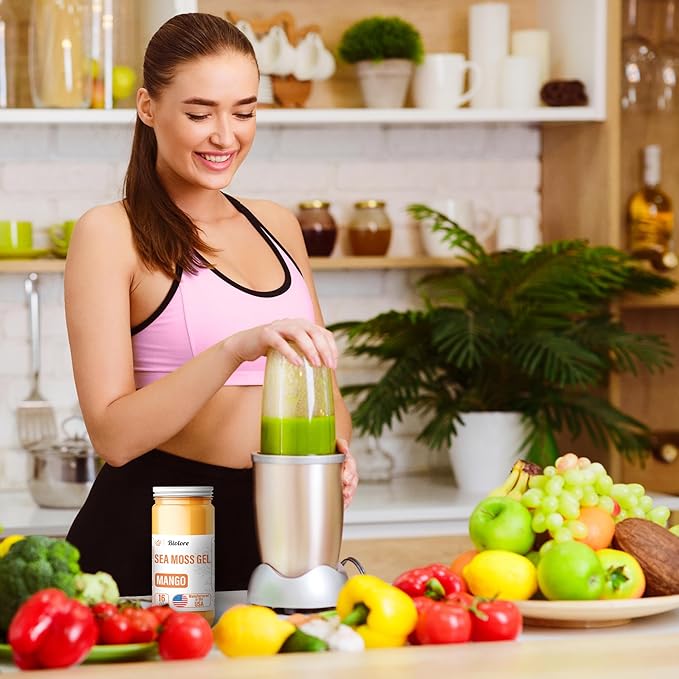 Sea Moss Gel - Mango 16oz, Wildcrafted Irish Seamoss with Essential Vitamins & Trace Minerals, Vegan Superfood Made in USA