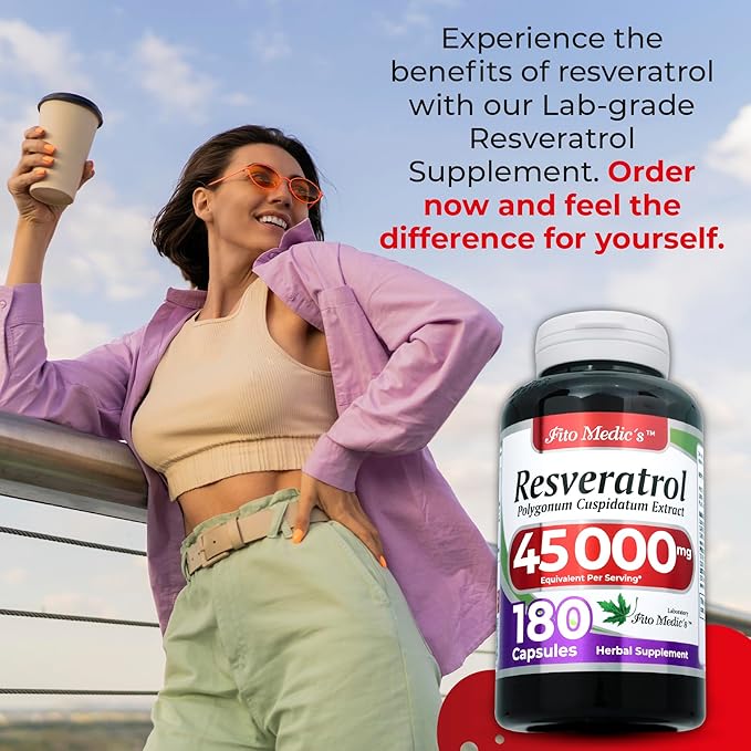 FITO MEDIC'S Lab | Resveratrol | Resveratrol Supplements | Resveratrol Capsules 450 mg 100:1 per 3-Capsule Serving | 180 Caps