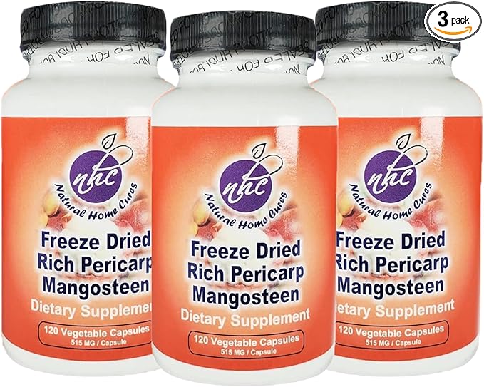 Mangosteen Pericarp Capsules, Freeze Dried, Whole Food, High ORAC, 56+ Potent Mangosteen Xanthones (120 Veggie Capsules) (3)