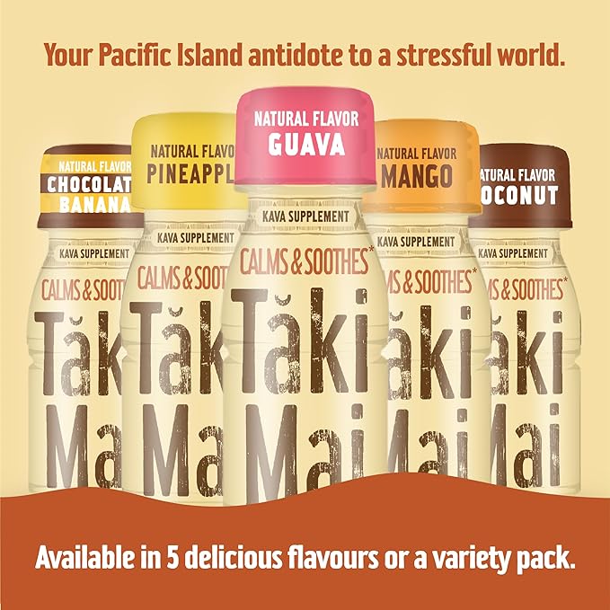 Taki Mai Guava Kava Kava 2.5 oz (6-pack) Shots – Noble Kava Root Drink, Ready to Drink for Stress Support & Relaxation, Fast Acting Herbal Support for Calming Better Sleep and Balanced Mood