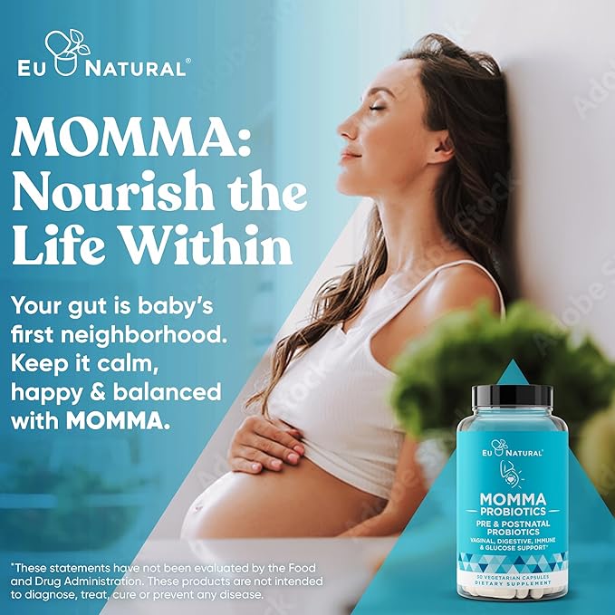 Momma Prenatal Probiotics Mom & Baby – Gut and Digestive Postpartum, Nursing, Morning Sickness Pregnancy Relief – 18 Clinically Proven Strains, 14 Billion CFU, Prebiotic – 30 Mini Vegan Capsules