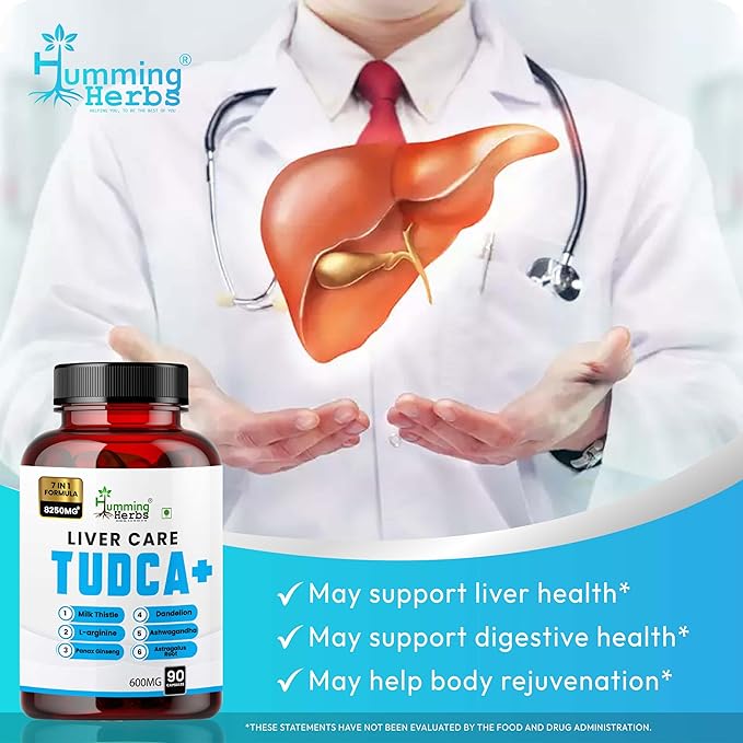 Liver Care TUDCA+ 7 in 1 Formula Blend of Tudca, L-Arginine, Milk Thistle, Dandelion, Ashwagandha, Panax Ginseng, Astragalus Root - 90 Cap