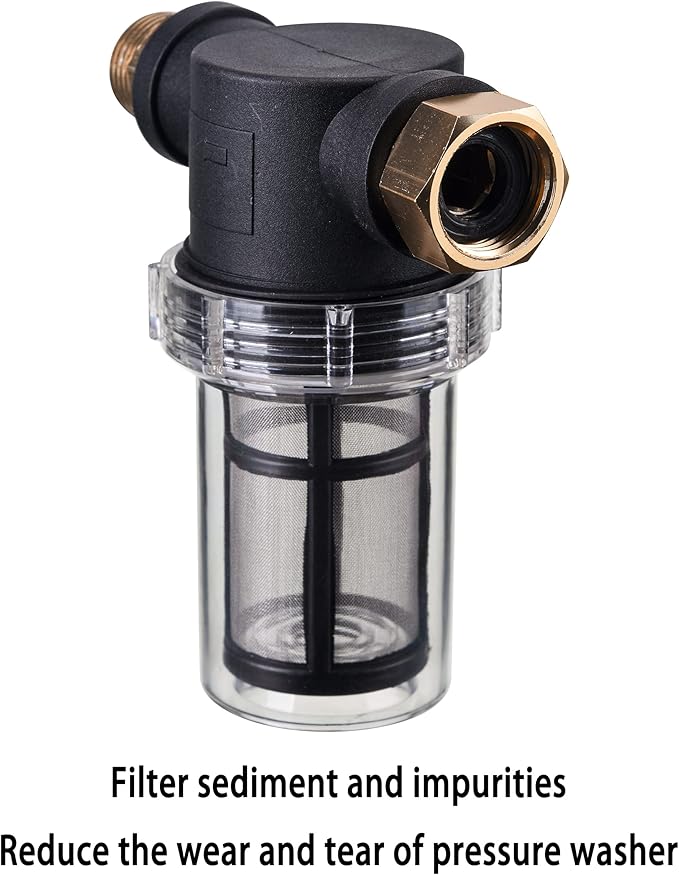 JOEJET Garden Hose Filter, Sediment Filter Attachment for Pressure Washer Inlet Water, Inline Water Filter for Garden Hose with 40 Mesh and 100 Mesh Screen, 2 Pack O-Ring