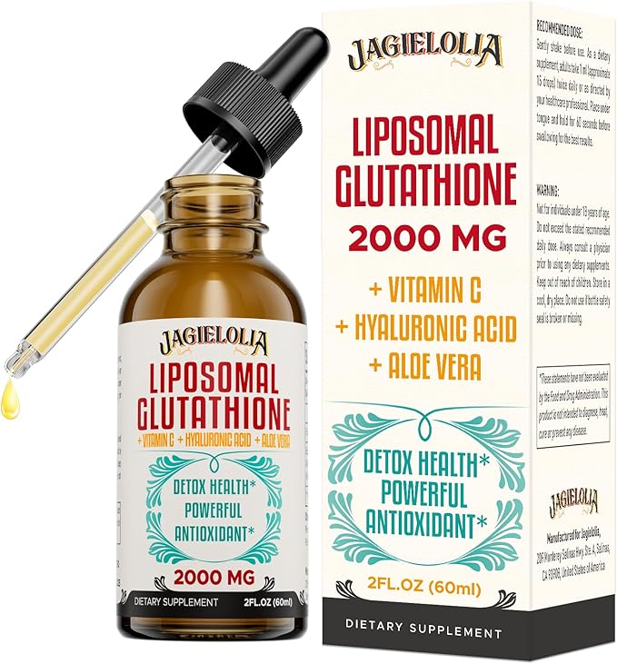 Liposomal Glutathione Liquid 2000MG – Antioxidant Detox Supplement for Women & Men, Aging Defense, Liver Function & Energy, with Hyaluronic Acid + Aloe Vera + Vitamin C, Natural & Vegan, 2 FL.OZ