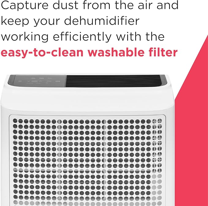 Frigidaire 60-Pint Portable Dehumidifier with Built-In Pump for Large Rooms & Basements, Custom Humidity Control, Auto Shut Off, White