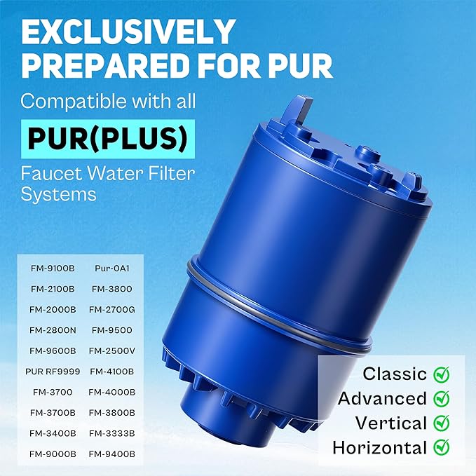 Faucet Water Filter Replacement for Pur and PUR Plus Mounted Water Filter System RF-9999 RF-3375 FM-2500V FM-3700 FM-3400B Natural Mineral Filtration 2 Pack by TOMOON