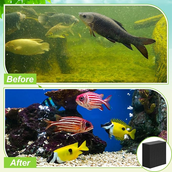 8 Pcs Aquarium Cube Filter Activated Carbon Aquarium Filter Water Filter for Fish Tank 4 x 4 x 2 Inch Cube Honeycomb Structure Charcoal Deodorant for Ponds Pools Horses Stock Tank Filtration
