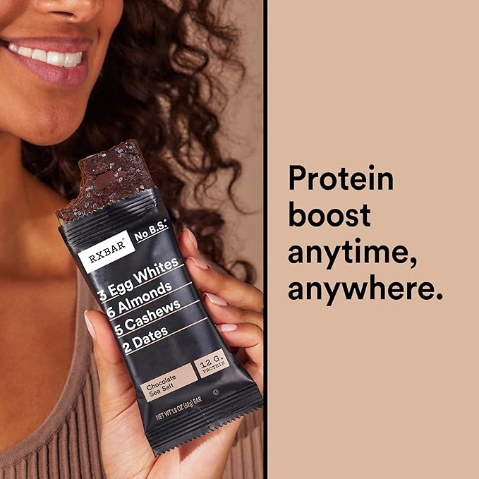 RXBAR Protein Bars, Protein Snack, Snack Bars, Chocolate Sea Salt, 22oz Box (12 Bars)