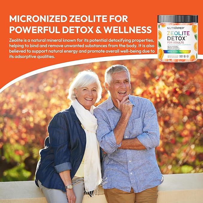 Zeolite Detox Gummies for Adults - Clinoptilolite Zeolite with Chlorella Vitamins D3 B12 C - Advanced Chewable Supplement for Immune Health Body Cleanse & Toxin Support - Sugar Free Vegan