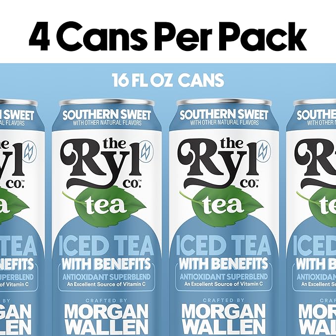 Ryl Iced Tea, Wallen's Sweet, Antioxidant Superblend, Zero Sugar, Low Carb, Low Calorie Iced Tea, 16.0 Fl Oz (4-Pack)