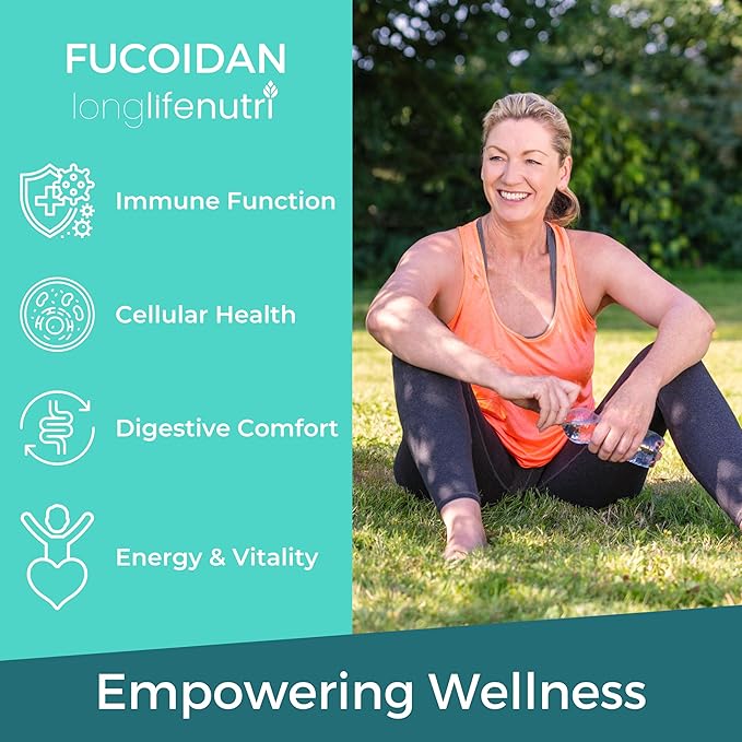 Fucoidan 500mg – Brown Seaweed Extract Supplement from a Natural Source of Fucoidan & Fucoxanthin | 120 Vegetarian Capsules for Energy & Wellness | Made in USA, GMP Certified