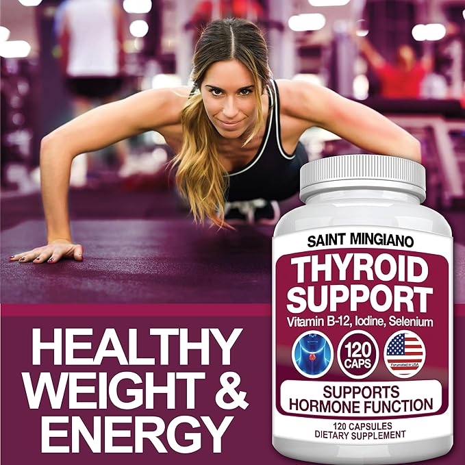 Thyroid Support Supplement with Iodine |120 Capsules to Help Body Mass & Improve Energy, Cardiovascular, Energy & Focus Formula | 14 Natural Vitamins