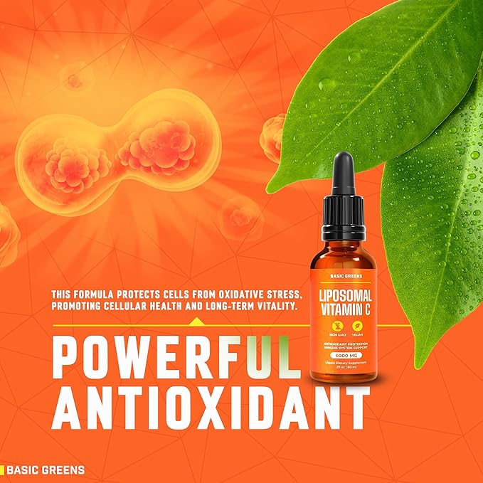 Liposomal Vitamin C Liquid 6000mg – High Absorption Liquid C Supplement for Immune Support, Antioxidant & Skin Health – Non-GMO, Vegan, Gentle Formula – 2 fl oz