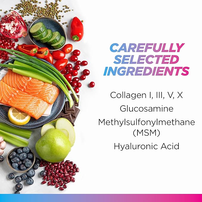 Livingood Daily Collagen + Joint Support, Grass Fed Multi Collagen Peptides I III V X with Hyaluronic Acid, Joint Support Supplement for Women & Men, Hair Skin Nails, Keto & Gluten Free, 120 Capsules