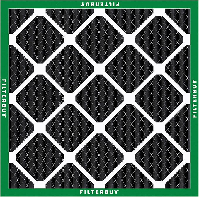 Filterbuy 24x24x1 Air Filter MERV 8 (MPR 700) Odor Eliminator Replacement (2-Pack), Electrostatic Pleated HVAC AC Furnace Filters w/Activated Carbon, Made in USA (Actual Size: 23.38 x 23.38 x 0.75)