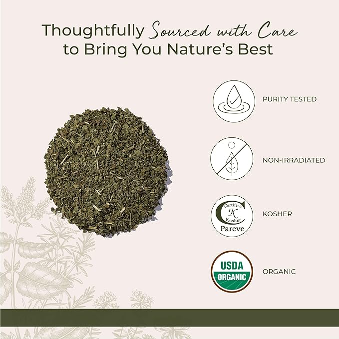 Starwest Botanicals Organic Nettle Leaf - Dried Stinging Nettle, Natural Loose Leaf Herbal Tea, Caffeine Free, Cut & Sifted, Certified Kosher, Non-GMO - Bulk 1 lb Bag