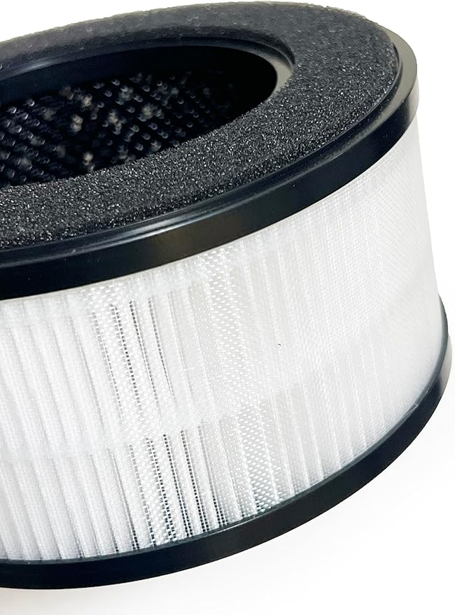 Nispira BS-01 3-In-1 True HEPA Filter Replacement Compatible with Slevoo Air Purifier BS-01 | Removes Smoke, Chemical VOCs, Odor | 2 Packs