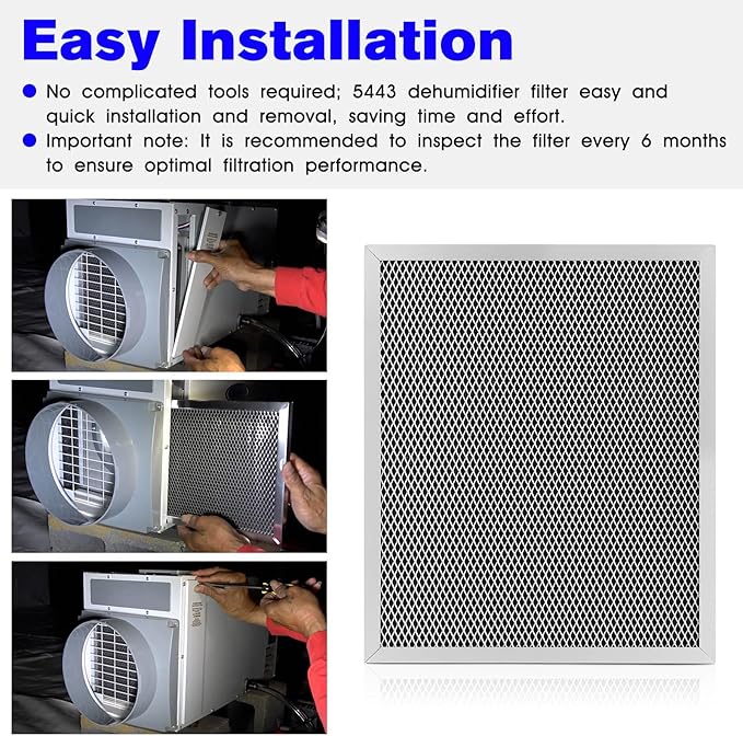 5443 Dehumidifier Filter Replacement MERV 8 Washable Whole House Filter 10" x12" x1" Fit for Aprilaire 1830 1850 1852 Ventilation 8191 8192 - (1 Pcs)