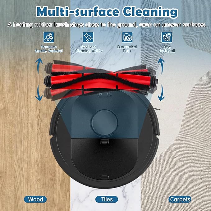 Q5 Replacement Accessories Kit Compatible with Roborock Q5 / Q5+ Plus Robot Vacuum, 2 Main Brushes, 6 Washable Filters, 8 Side Brushes, 1 Cleaning Tool, 1 Screwdriver (Not for Q5 Max / Q5 Pro)