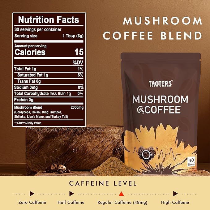 Mushroom Coffee | Enhanced Focus, Boosted Immunity, Improved Energy | 6 Adaptogenic Mushrooms: Cordyceps, Reishi, King Trumpet, Shiitake, Lion's Mane & Turkey Tail | 2 Pack
