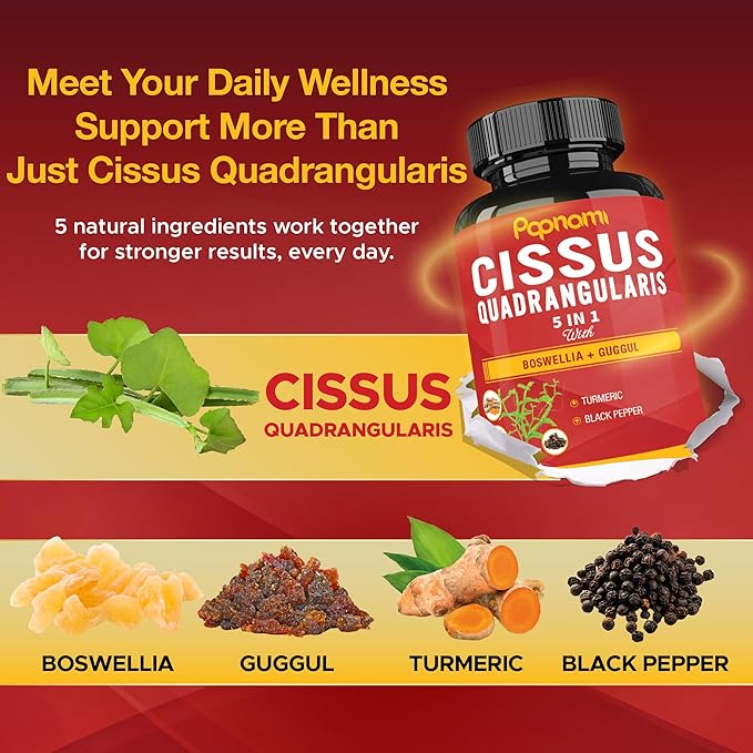 Super Cissus Quadrangularis Extract Capsules with Boswellia, Guggul, Turmeric, Pepper | 3 Months Supply